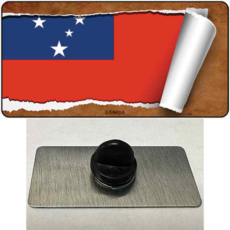PIN-LP-9272 1.5 x 0.75 in. Samoa Flag Scroll Novelty Rectangle Metal Hat Pin