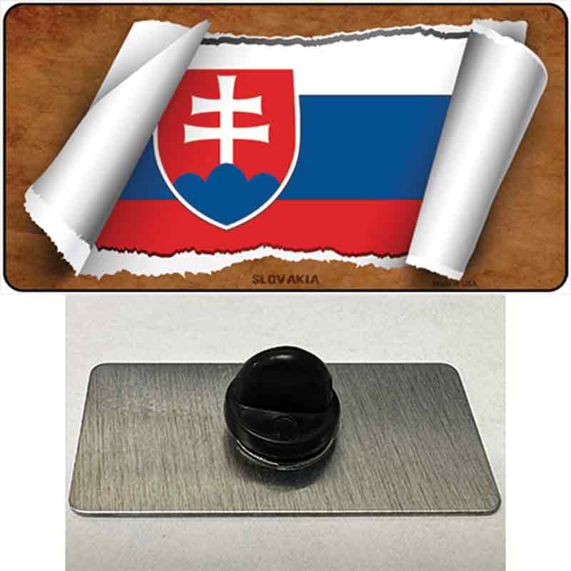 PIN-LP-9281 1.5 x 0.75 in. Slovakia Flag Scroll Novelty Rectangle Metal Hat Pin