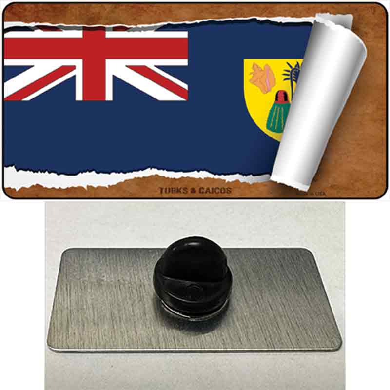 PIN-LP-9305 1.5 x 0.75 in. Turks & Caicos Flag Scroll Novelty Rectangle Metal Hat Pin