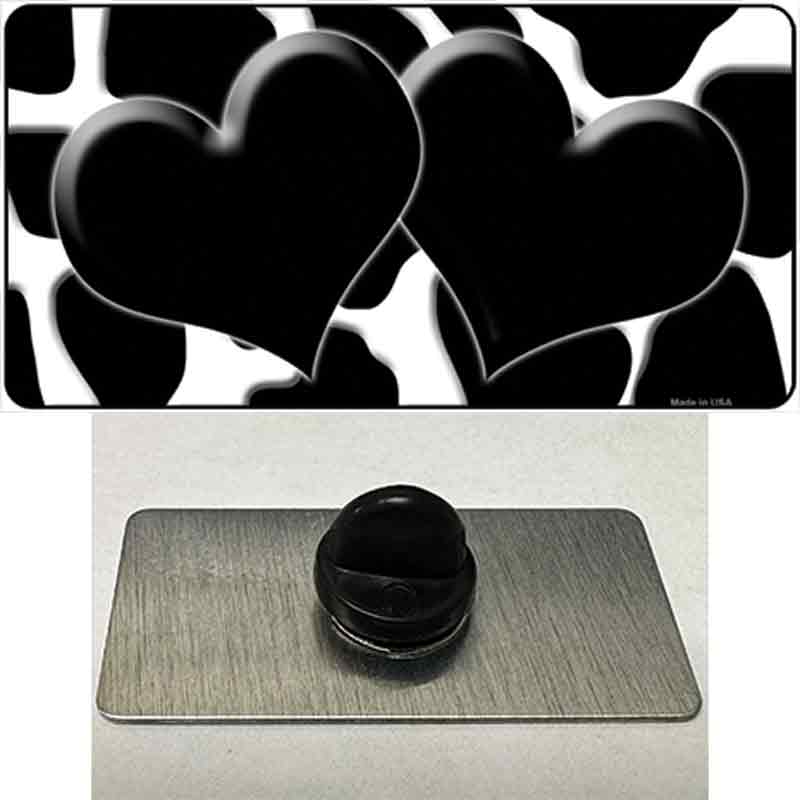 PIN-LP-2961 1.5 x 0.75 in. Black & White Giraffe Centered Hearts Novelty Rectangle Metal Hat Pin