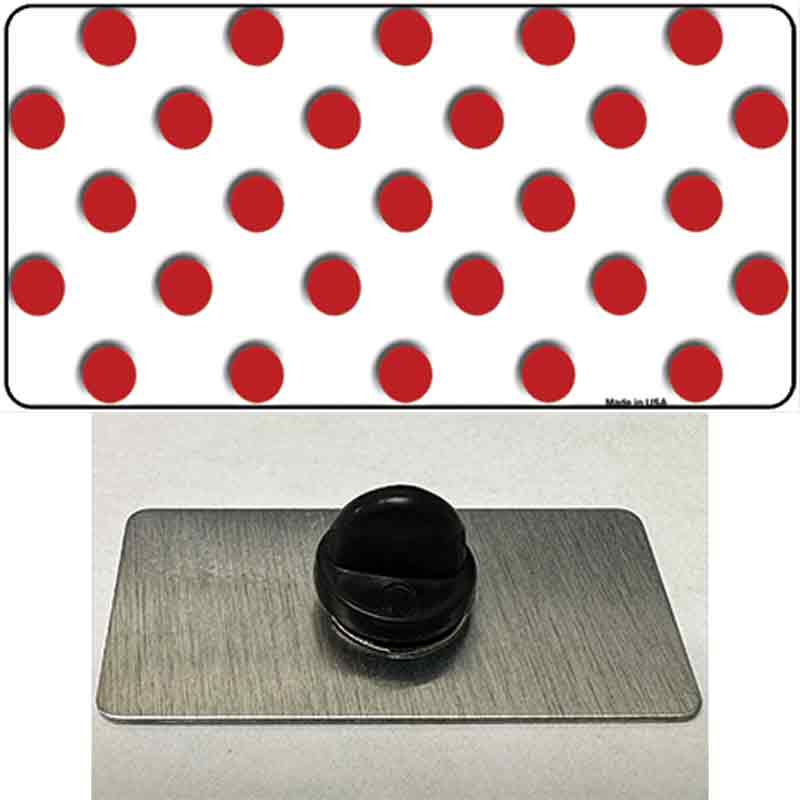 PIN-LP-2979 1.5 x 0.75 in. Red & White Polka Dot Novelty Rectangle Metal Hat Pin