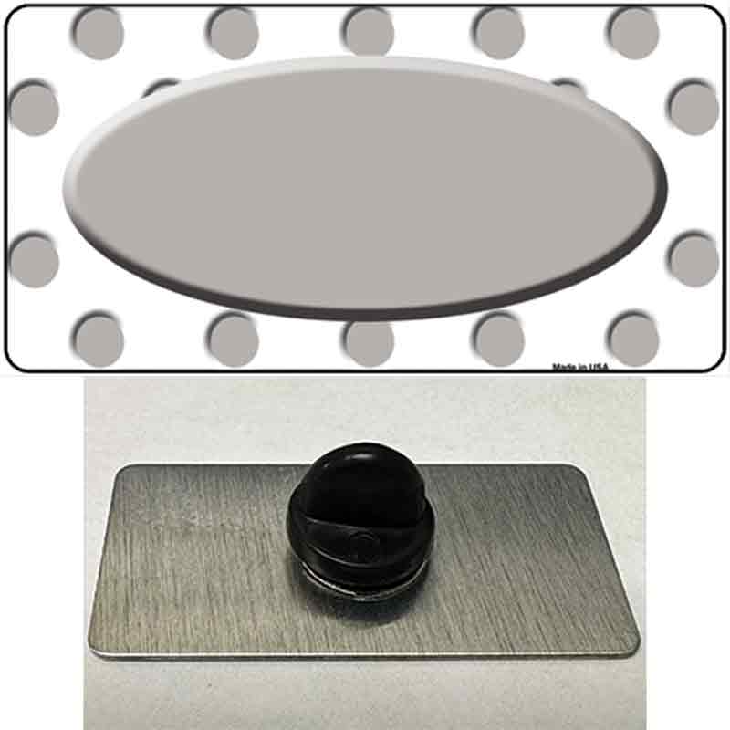 PIN-LP-2992 1.5 x 0.75 in. Grey & White Polka Dot Center Oval Novelty Rectangle Metal Hat Pin