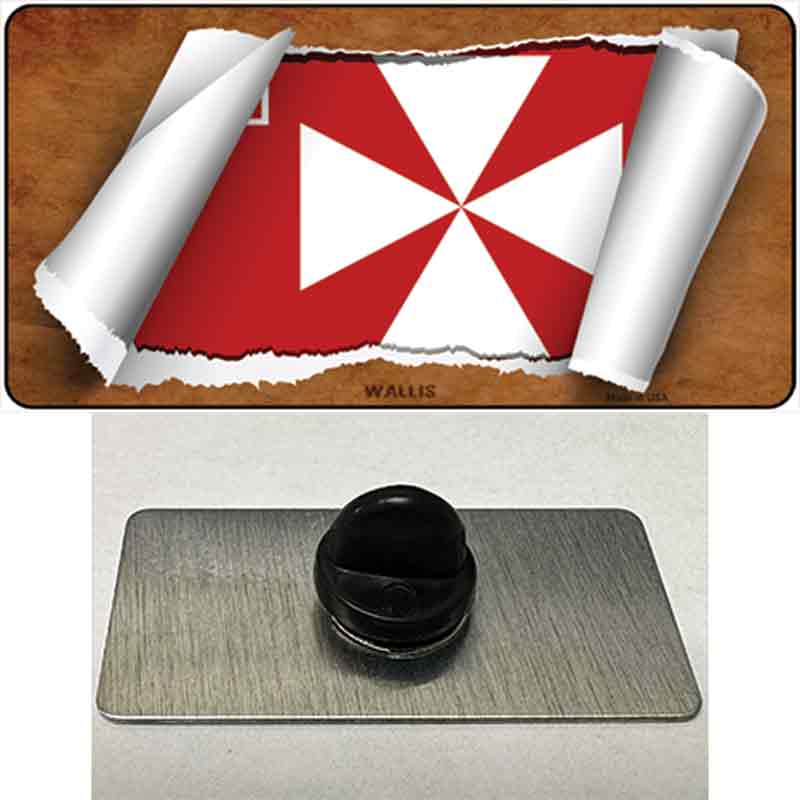 PIN-LP-9317 1.5 x 0.75 in. Wallis Flag Scroll Novelty Rectangle Metal Hat Pin