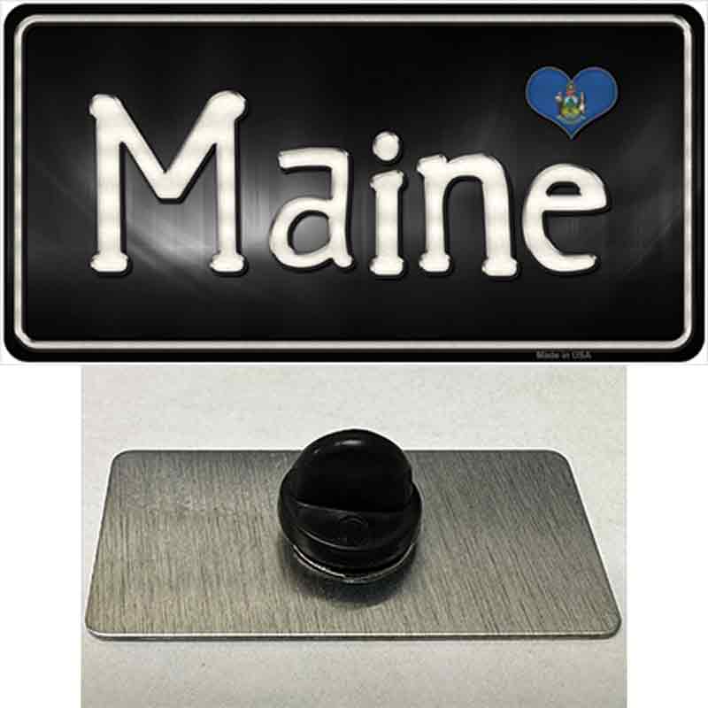PIN-LP-9457 1.5 x 0.75 in. Maine Flag Script Novelty Rectangle Metal Hat Pin