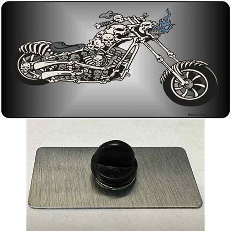 PIN-LP-3467 1.5 x 0.75 in. Chopper Skull Novelty Rectangle Metal Hat Pin