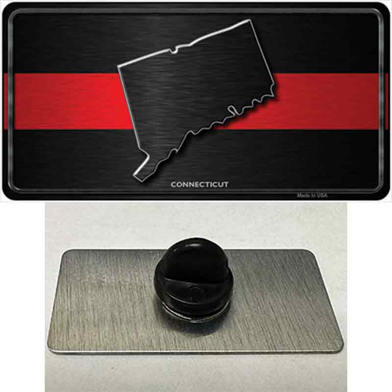 PIN-LP-9696 1.5 x 0.75 in. Connecticut Thin Red Line Novelty Rectangle Metal Hat Pin
