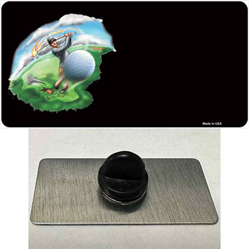 PIN-LP-3798 1.5 x 0.75 in. Golfer Golf ball Offset Novelty Rectangle Metal Hat Pin