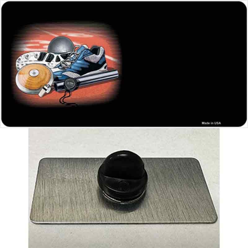 PIN-LP-3804 1.5 x 0.75 in. Track & Field Offset Black Novelty Rectangle Metal Hat Pin