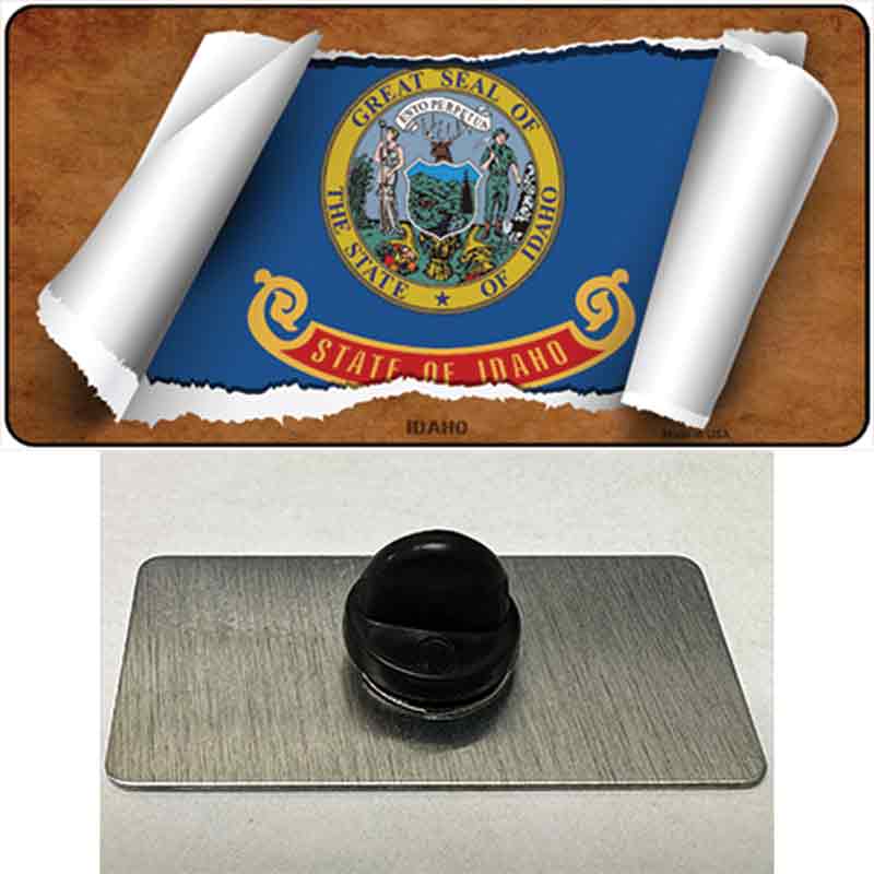 PIN-LP-9018 1.5 x 0.75 in. Idaho Flag Scroll Novelty Rectangle Metal Hat Pin