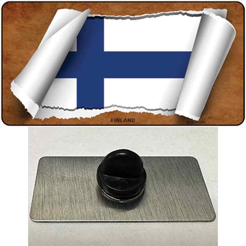 PIN-LP-9067 1.5 x 0.75 in. Finland Flag Scroll Novelty Rectangle Metal Hat Pin
