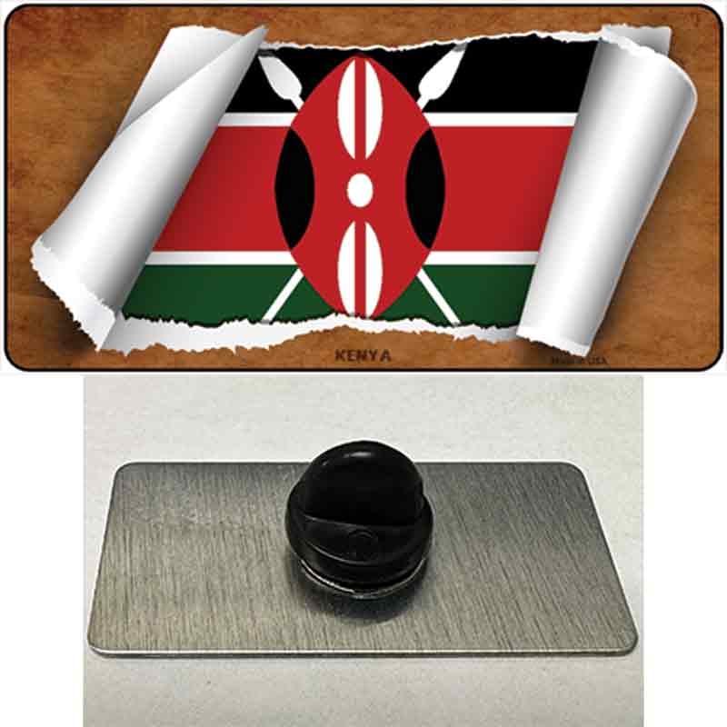 PIN-LP-9105 1.5 x 0.75 in. Kenya Flag Scroll Novelty Rectangle Metal Hat Pin