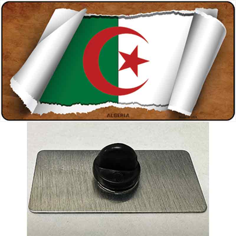 PIN-LP-9118 1.5 x 0.75 in. Algeria Flag Scroll Novelty Rectangle Metal Hat Pin