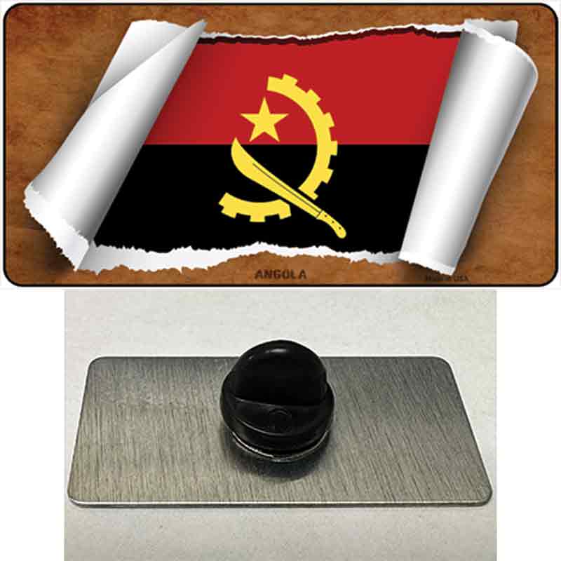 PIN-LP-9120 1.5 x 0.75 in. Angola Flag Scroll Novelty Rectangle Metal Hat Pin