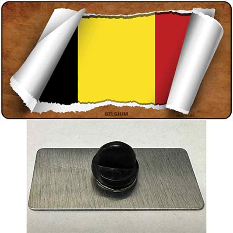 PIN-LP-9135 1.5 x 0.75 in. Belgium Flag Scroll Novelty Rectangle Metal Hat Pin