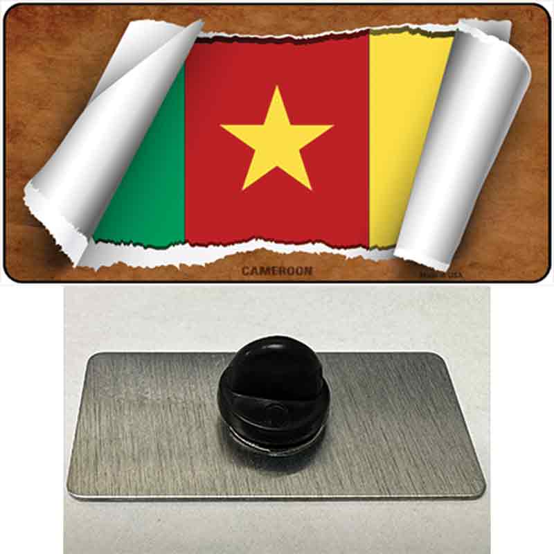 PIN-LP-9149 1.5 x 0.75 in. Cameroon Flag Scroll Novelty Rectangle Metal Hat Pin