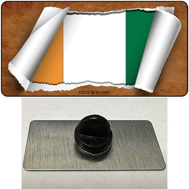 PIN-LP-9164 1.5 x 0.75 in. Cote DIvoire Flag Scroll Novelty Rectangle Metal Hat Pin