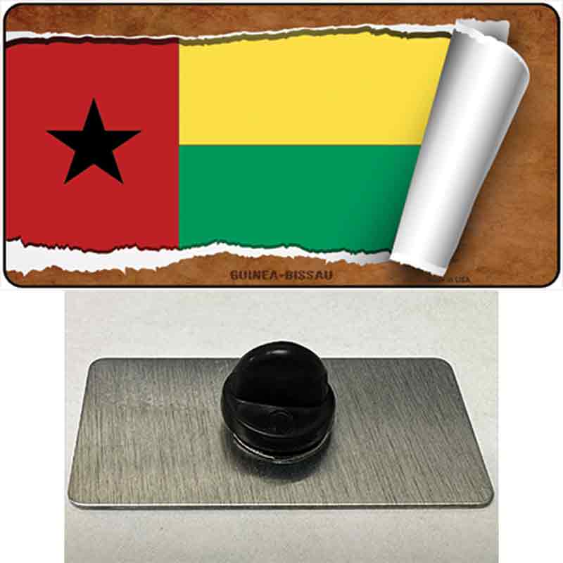 PIN-LP-9190 1.5 x 0.75 in. Guinea-Bissau Flag Scroll Novelty Rectangle Metal Hat Pin -  Smart Blonde
