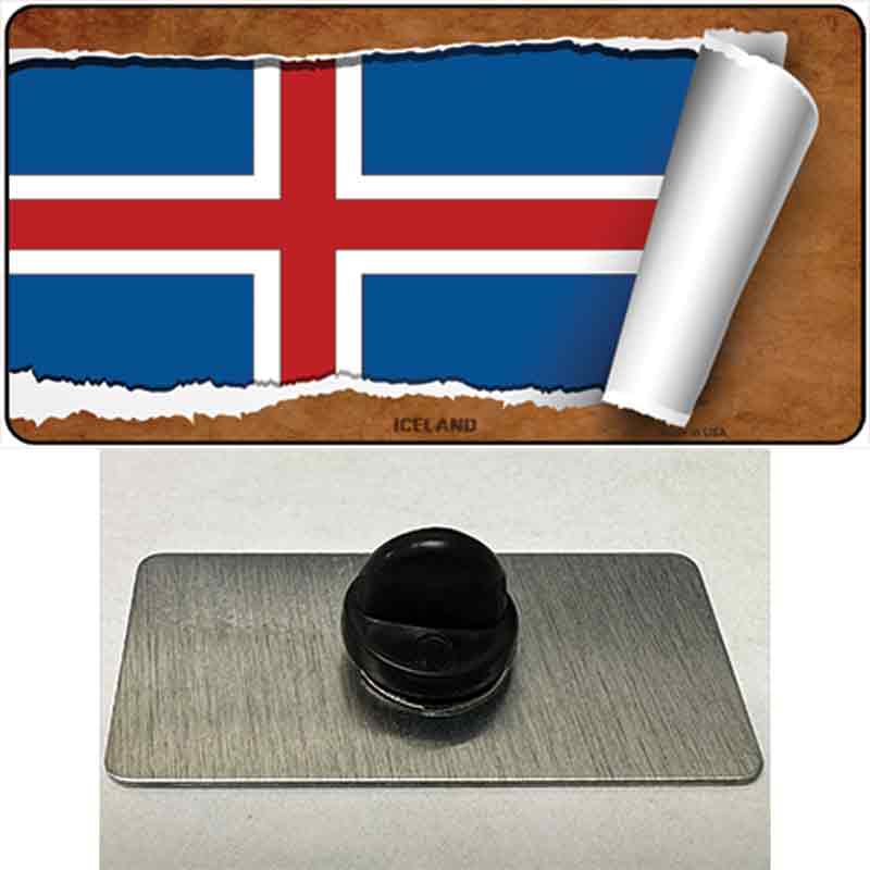 PIN-LP-9193 1.5 x 0.75 in. Iceland Flag Scroll Novelty Rectangle Metal Hat Pin