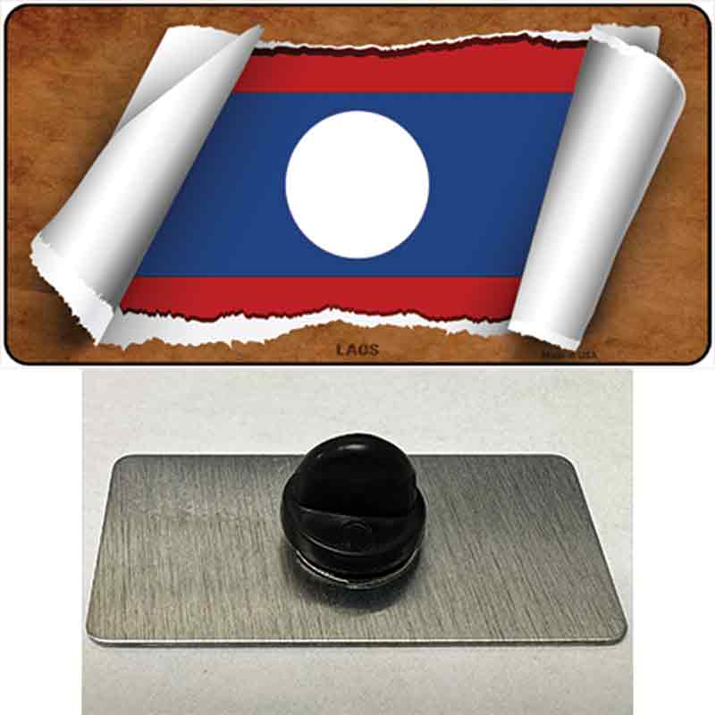 PIN-LP-9213 1.5 x 0.75 in. Laos Flag Scroll Novelty Rectangle Metal Hat Pin