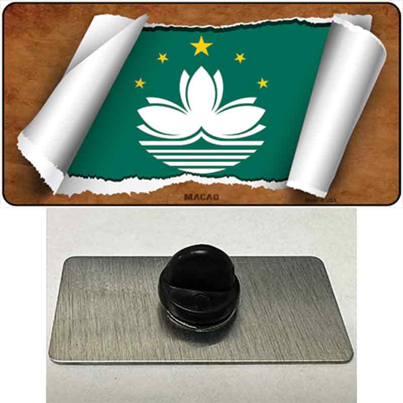 PIN-LP-9223 1.5 x 0.75 in. Macan Flag Scroll Novelty Rectangle Metal Hat Pin