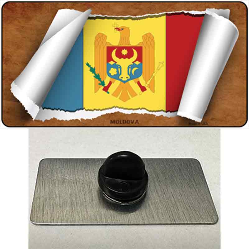 PIN-LP-9225 1.5 x 0.75 in. Moldova Flag Scroll Novelty Rectangle Metal Hat Pin