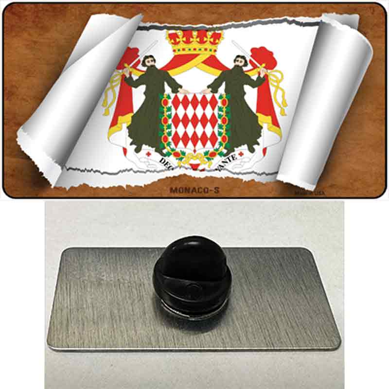PIN-LP-9237 1.5 x 0.75 in. Monaco-S Flag Scroll Novelty Rectangle Metal Hat Pin