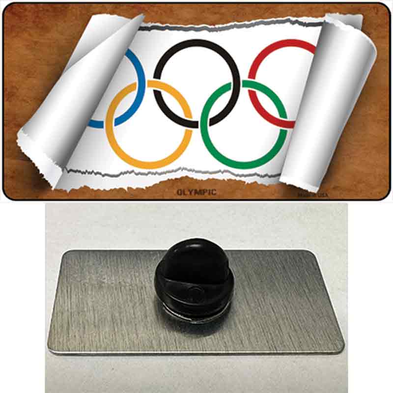 PIN-LP-9258 1.5 x 0.75 in. Olympic Flag Scroll Novelty Rectangle Metal Hat Pin
