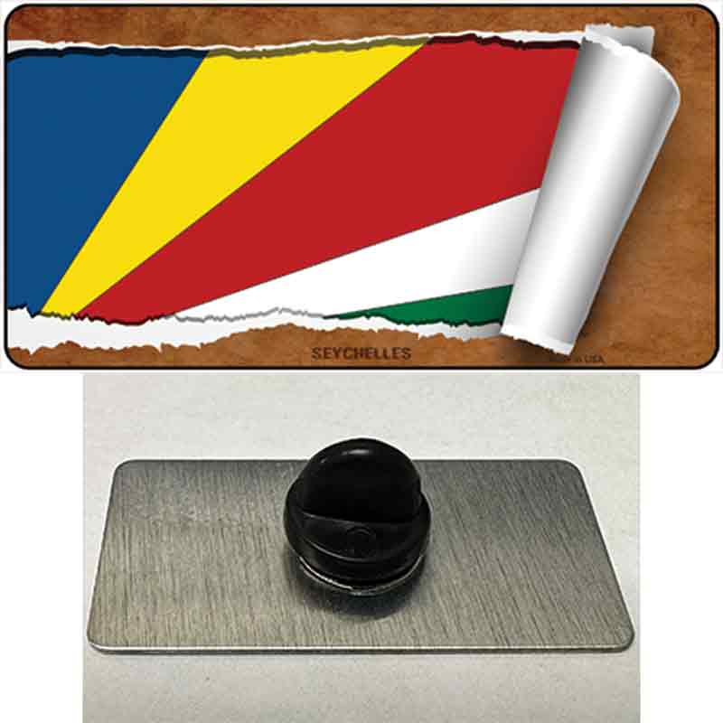 PIN-LP-9278 1.5 x 0.75 in. Seychelles Flag Scroll Novelty Rectangle Metal Hat Pin