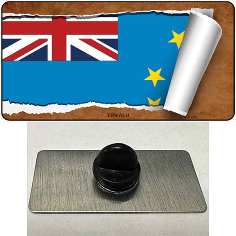 PIN-LP-9306 1.5 x 0.75 in. Tuvalu Flag Scroll Novelty Rectangle Metal Hat Pin