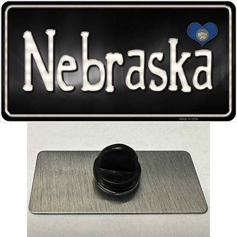 PIN-LP-9465 1.5 x 0.75 in. Nebraska Flag Script Novelty Rectangle Metal Hat Pin