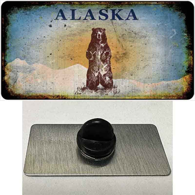 PIN-LP-9512 1.5 x 0.75 in. Alaska Bear Rusty Blank Novelty Rectangle Metal Hat Pin