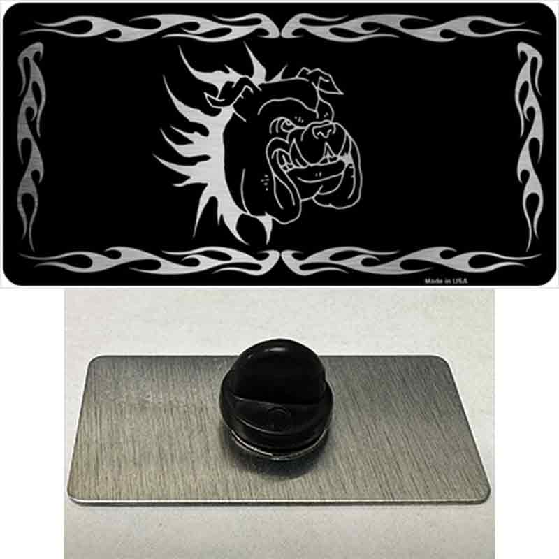 PIN-LPC-1072 1.5 x 0.75 in. Dog In Flames Black Brushed Chrome Novelty Rectangle Metal Hat Pin