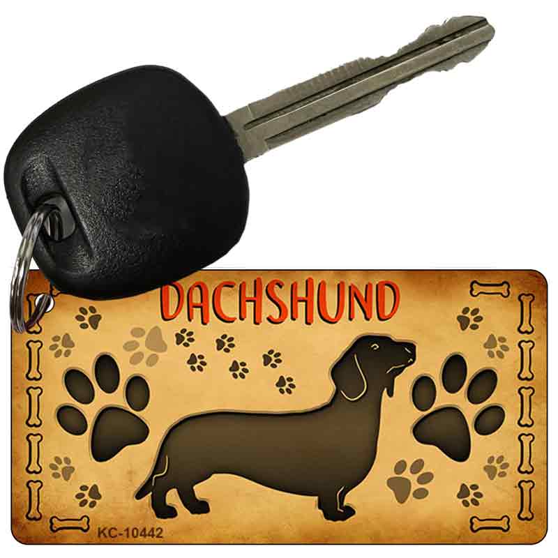 KC-10442 3 x 1.5 in. Dachshund Novelty Rectangle Metal Key Chain