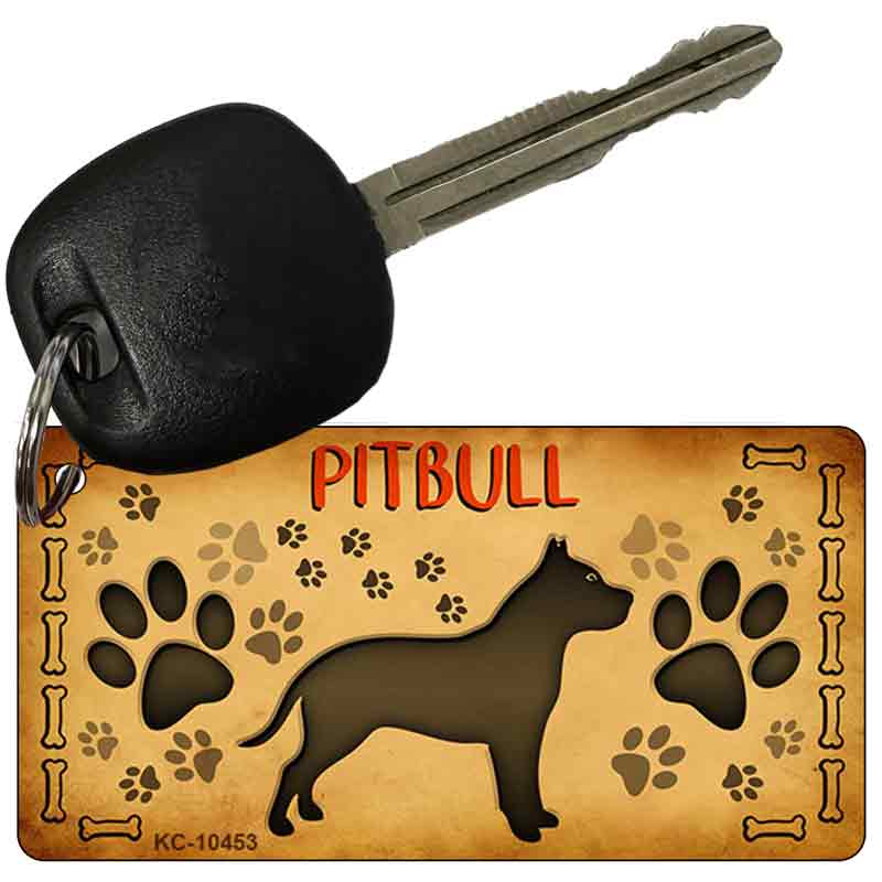 KC-10453 3 x 1.5 in. Pitbull Novelty Rectangle Metal Key Chain