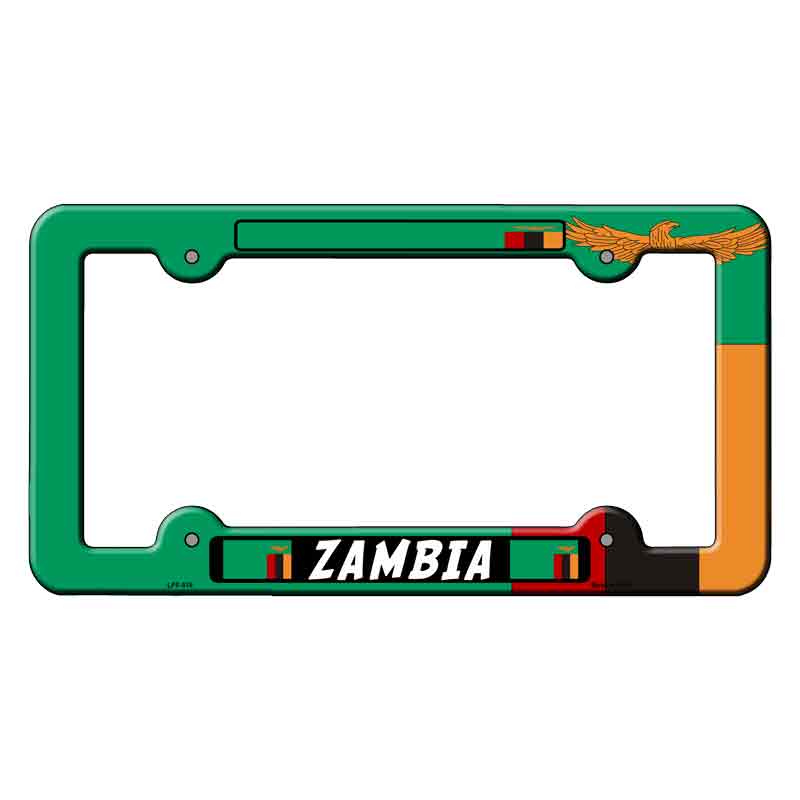 LPF-516 6 x 12 in. Zambia Flag Novelty Rectangle Metal License Plate Frame