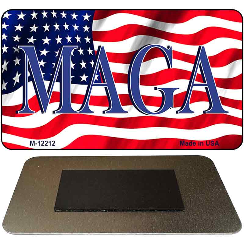 M-12212 3.5 x 2 in. MAGA Flag Novelty Rectangle Metal Magnet