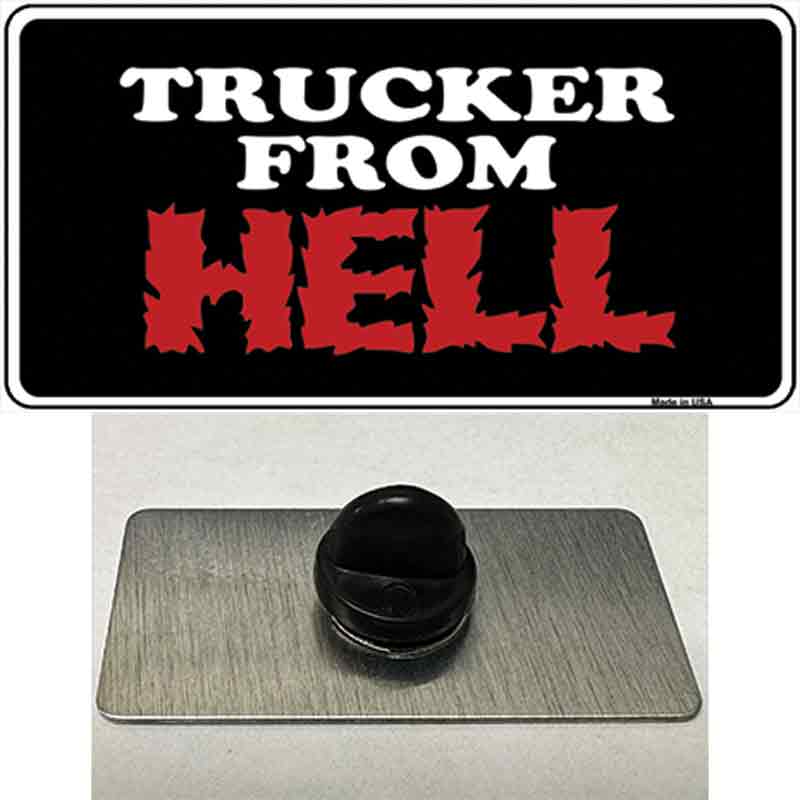 PIN-LP-1121 1.5 x 0.75 in. Trucker From Hell Novelty Rectangle Metal Hat Pin