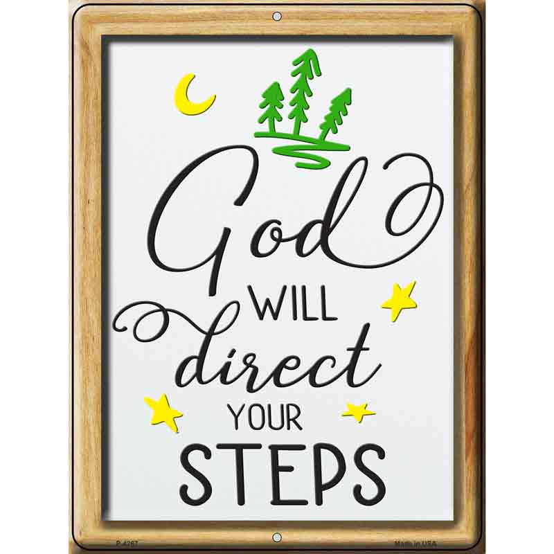 P-4267 9 x 12 in. God Will Direct Your Steps Novelty Rectangle Metal Parking Sign