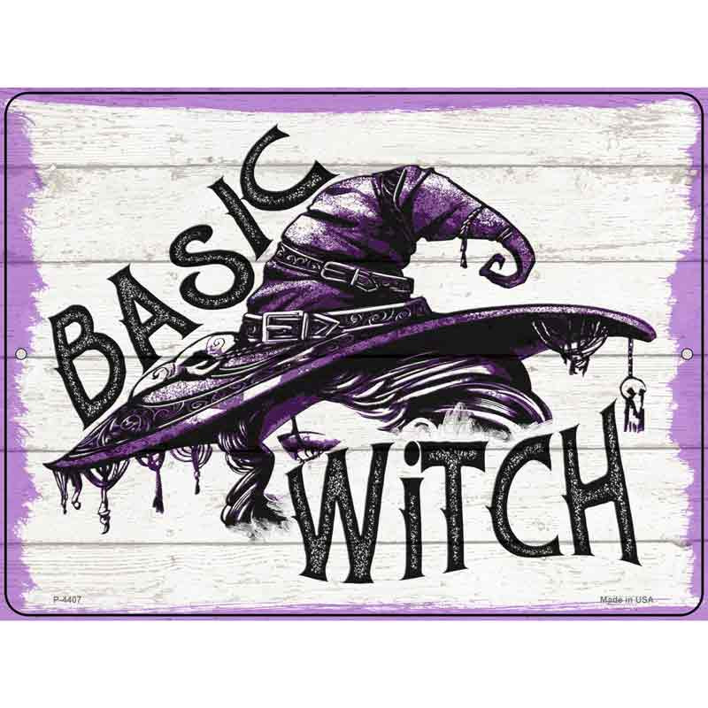 P-4407 9 x 12 in. Basic Witch Purple Novelty Rectangle Metal Parking Sign