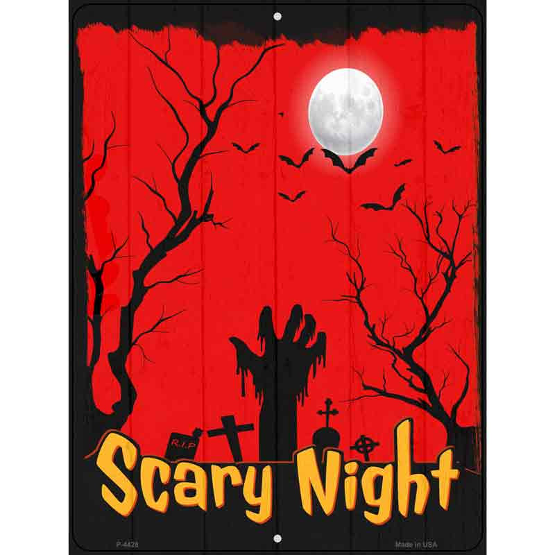 P-4428 9 x 12 in. Scary Night Graveyard Novelty Rectangle Metal Parking Sign