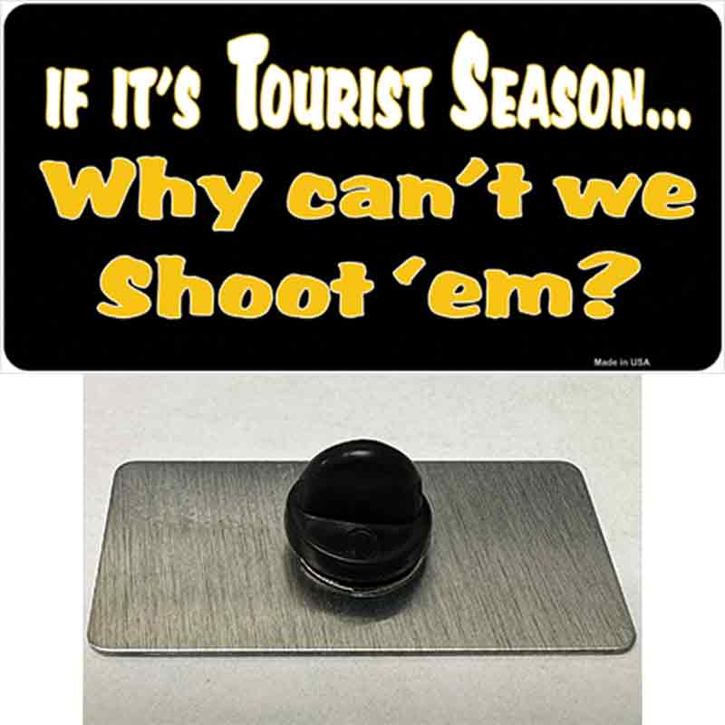 PIN-LP-056 1.5 x 0.75 in. Why Cant We Shoot Em Novelty Rectangle Metal Hat Pin