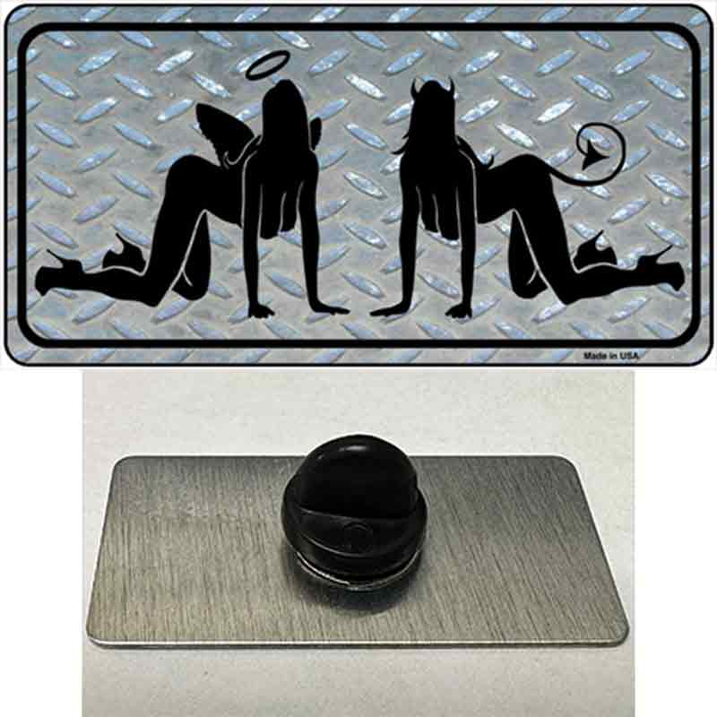 PIN-LP-061 1.5 x 0.75 in. Angel & Devil Novelty Rectangle Metal Hat Pin