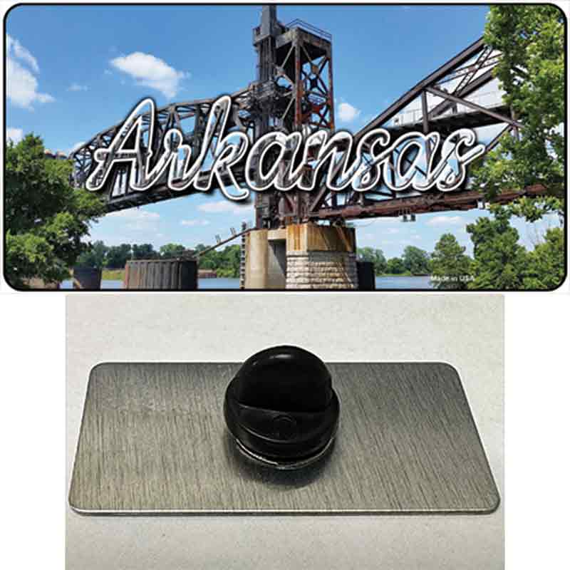 PIN-LP-11586 1.5 x 0.75 in. Arkansas Rusty Bridge State Novelty Rectangle Metal Hat Pin