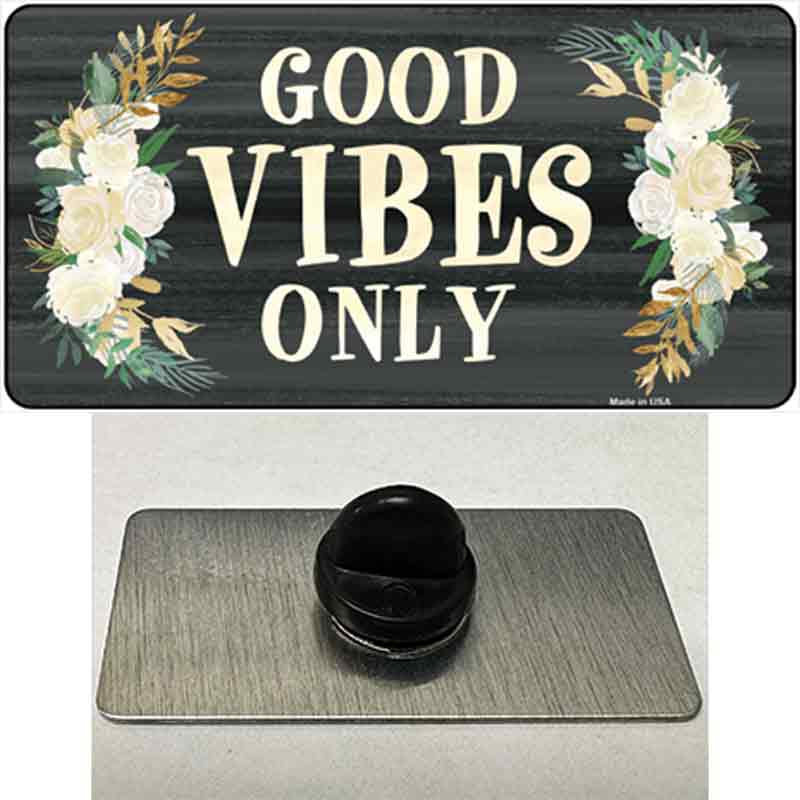 PIN-LP-11791 1.5 x 0.75 in. Good Vibes Only Novelty Rectangle Metal Hat Pin