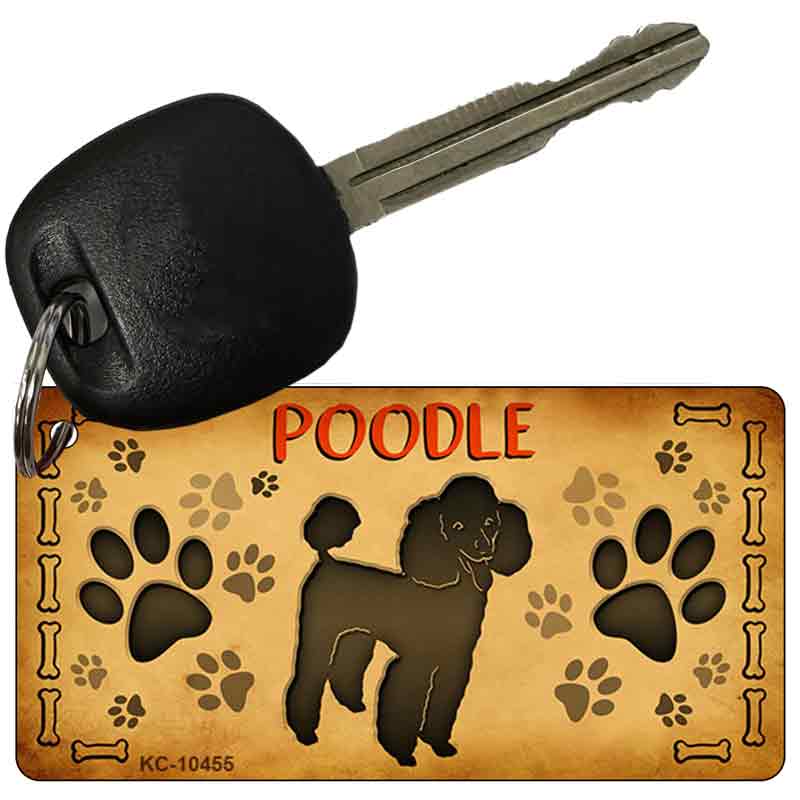 KC-10455 3 x 1.5 in. Poodle Novelty Rectangle Metal Key Chain