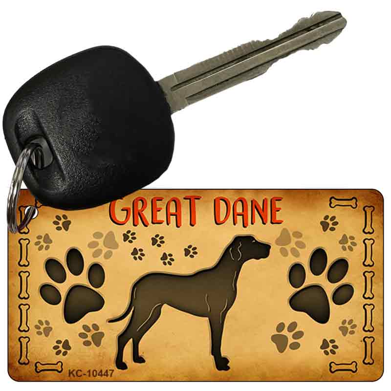 KC-10447 3 x 1.5 in. Great Dane Novelty Rectangle Metal Key Chain