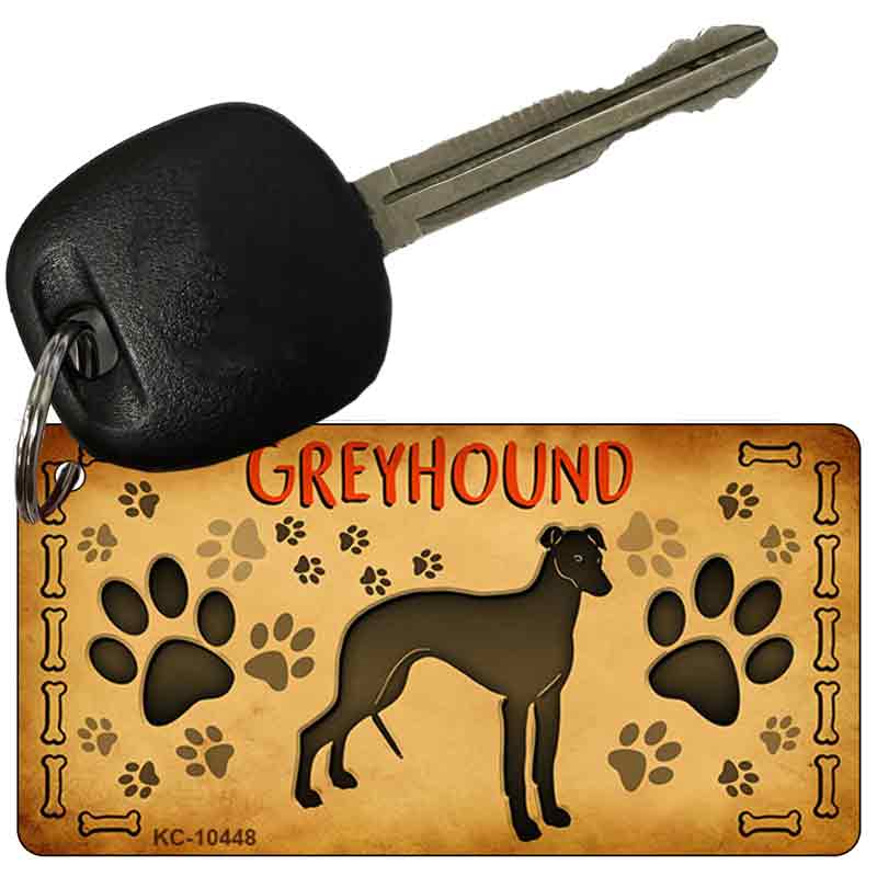 KC-10448 3 x 1.5 in. Greyhound Novelty Rectangle Metal Key Chain