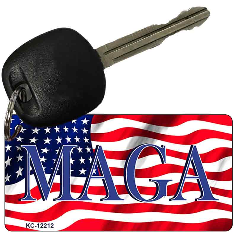 KC-12212 3 x 1.5 in. MAGA Flag Novelty Rectangle Metal Key Chain