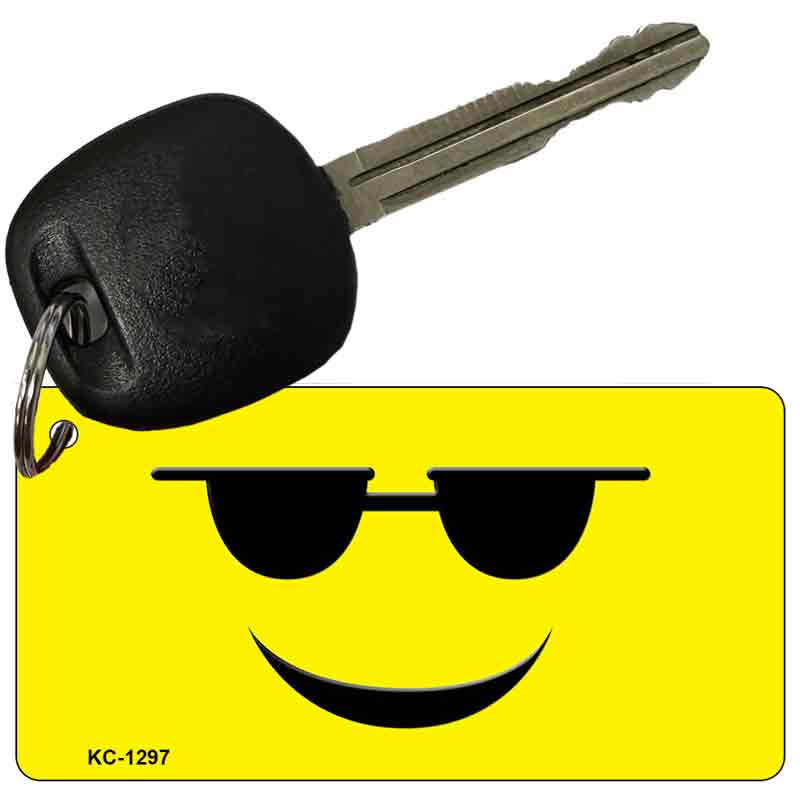 KC-1297 3 x 1.5 in. Sunglasses Cool Smiley Novelty Rectangle Metal Key Chain
