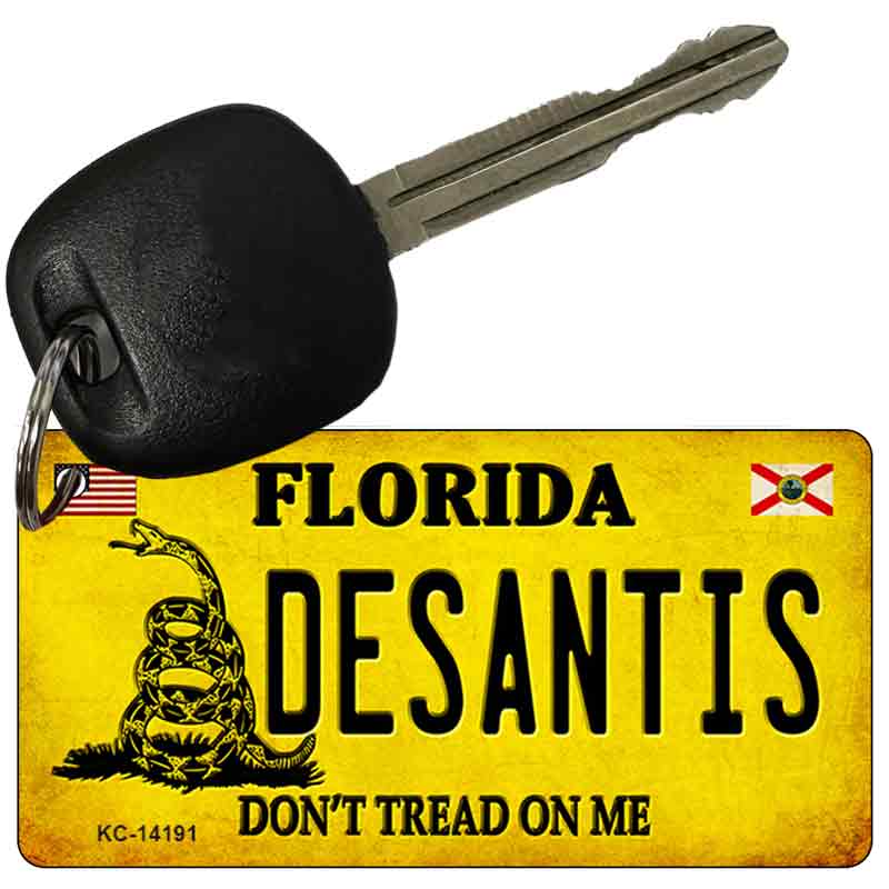 KC-14191 3 x 1.5 in. Desantis Florida Dont Tread on Me Novelty Rectangle Metal Key Chain